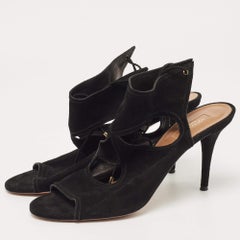 Aquazzura Black Suede Sexy Thing Sandals Size 42