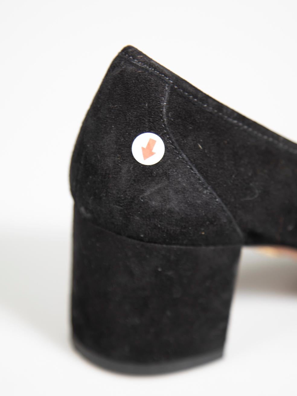 Aquazzura Black Suede Tassel Block Heel Pumps Size IT 37 3