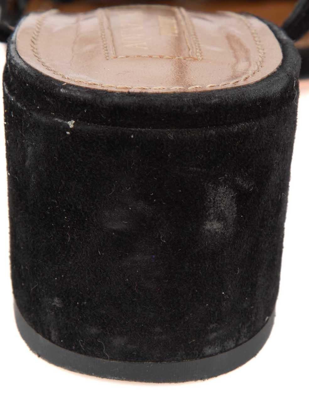 Aquazzura Black Suede Tassel Trim Heeled Sandals Size IT 36 For Sale 1