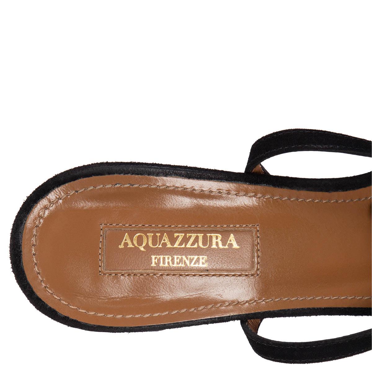 AQUAZZURA black suede WILD THING BLOCK HEEL Sandals Shoes 37 In Excellent Condition In Zürich, CH