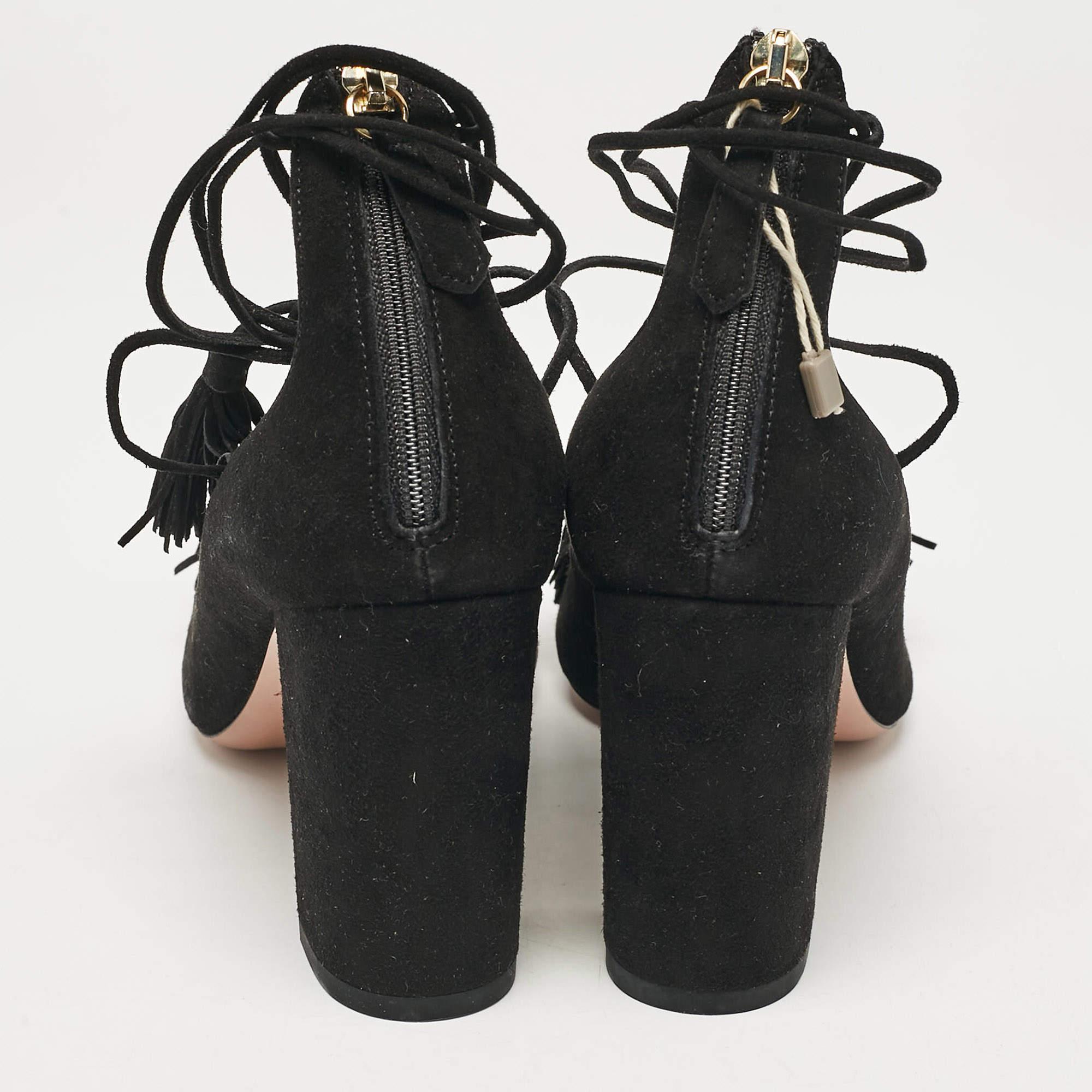 Aquazzura Black Suede Wild Thing Pumps Size 37.5 For Sale 1