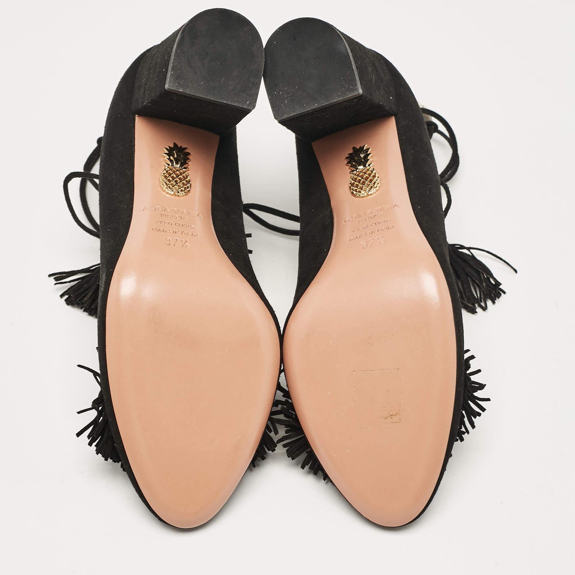 Aquazzura Black Suede Wild Thing Pumps Size 37.5 For Sale 2