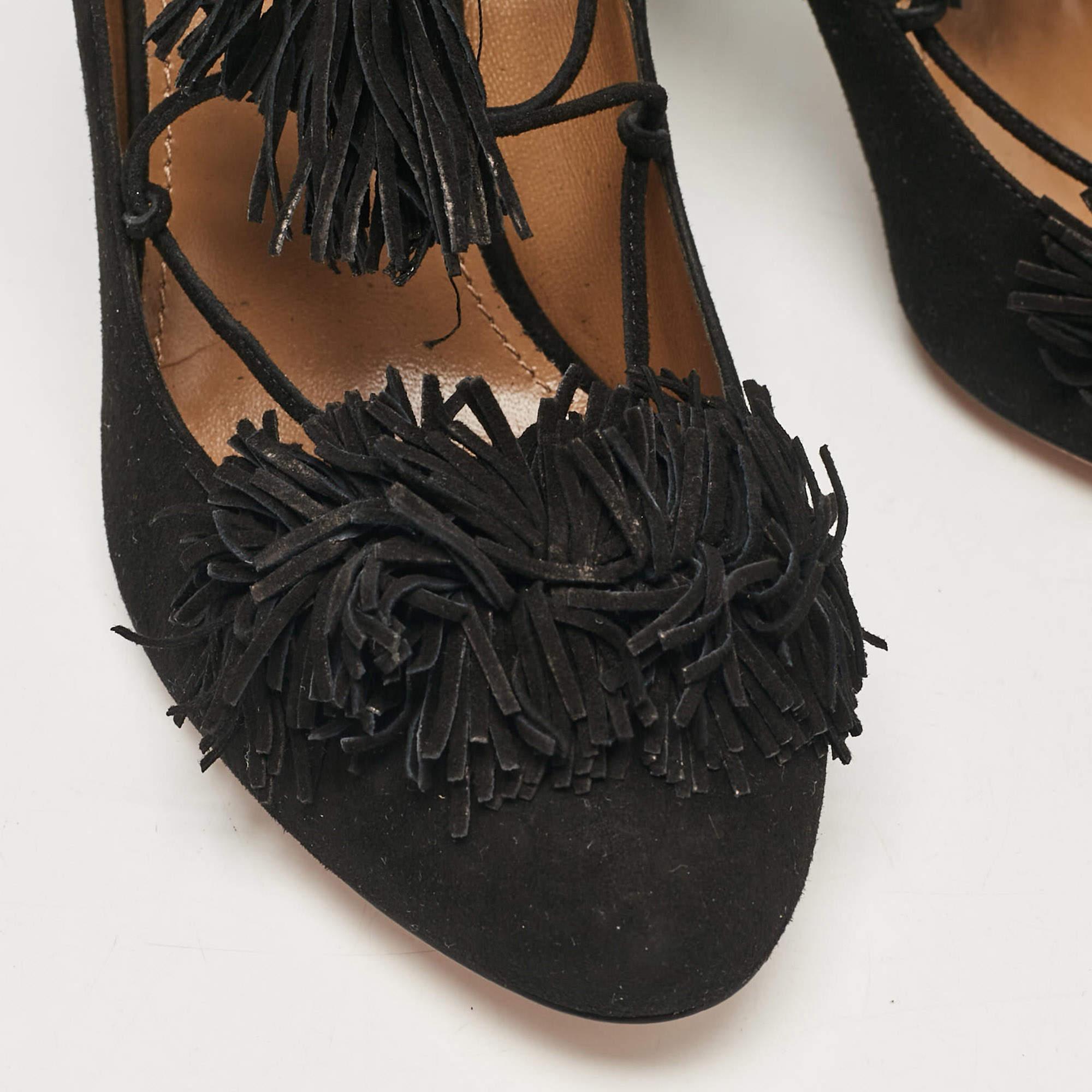 Aquazzura Black Suede Wild Thing Pumps Size 37.5 For Sale 3