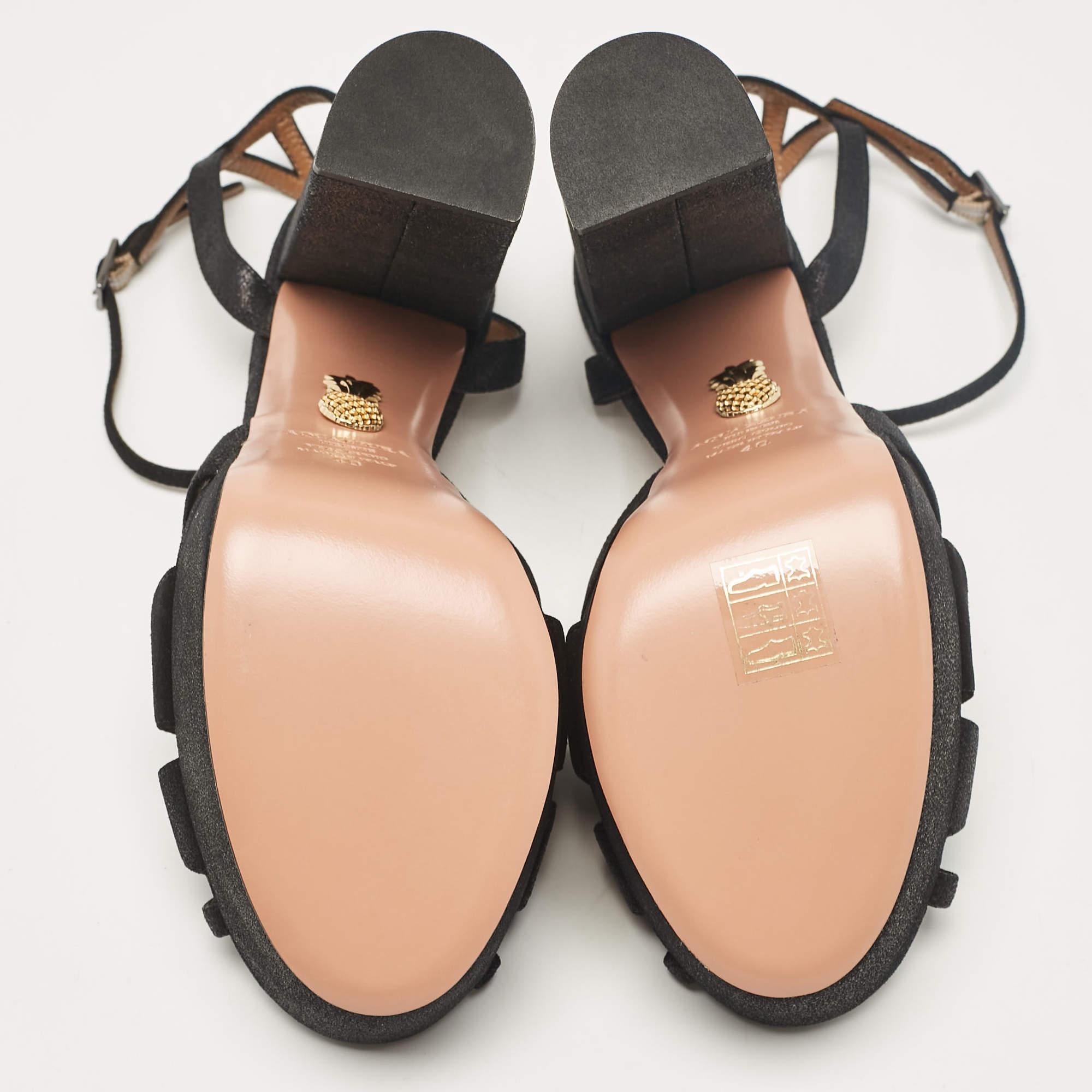 Aquazzura - Sandales à lanières en daim texturé Luna - Noir - Taille 40 2