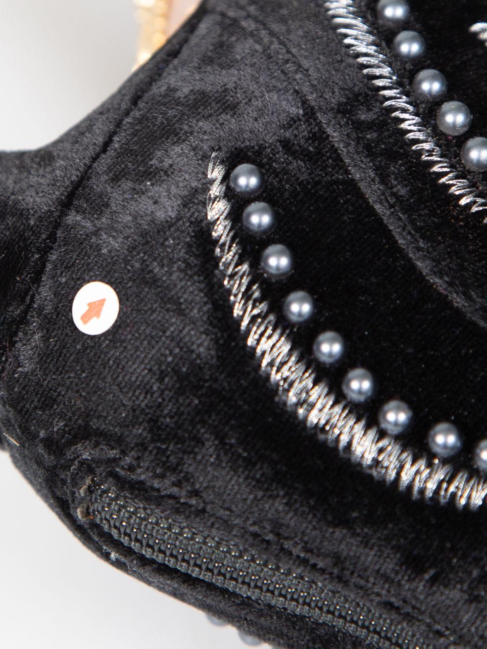 Aquazzura Black Velvet Faux Pearl Detail Boots Size IT 39 For Sale 2