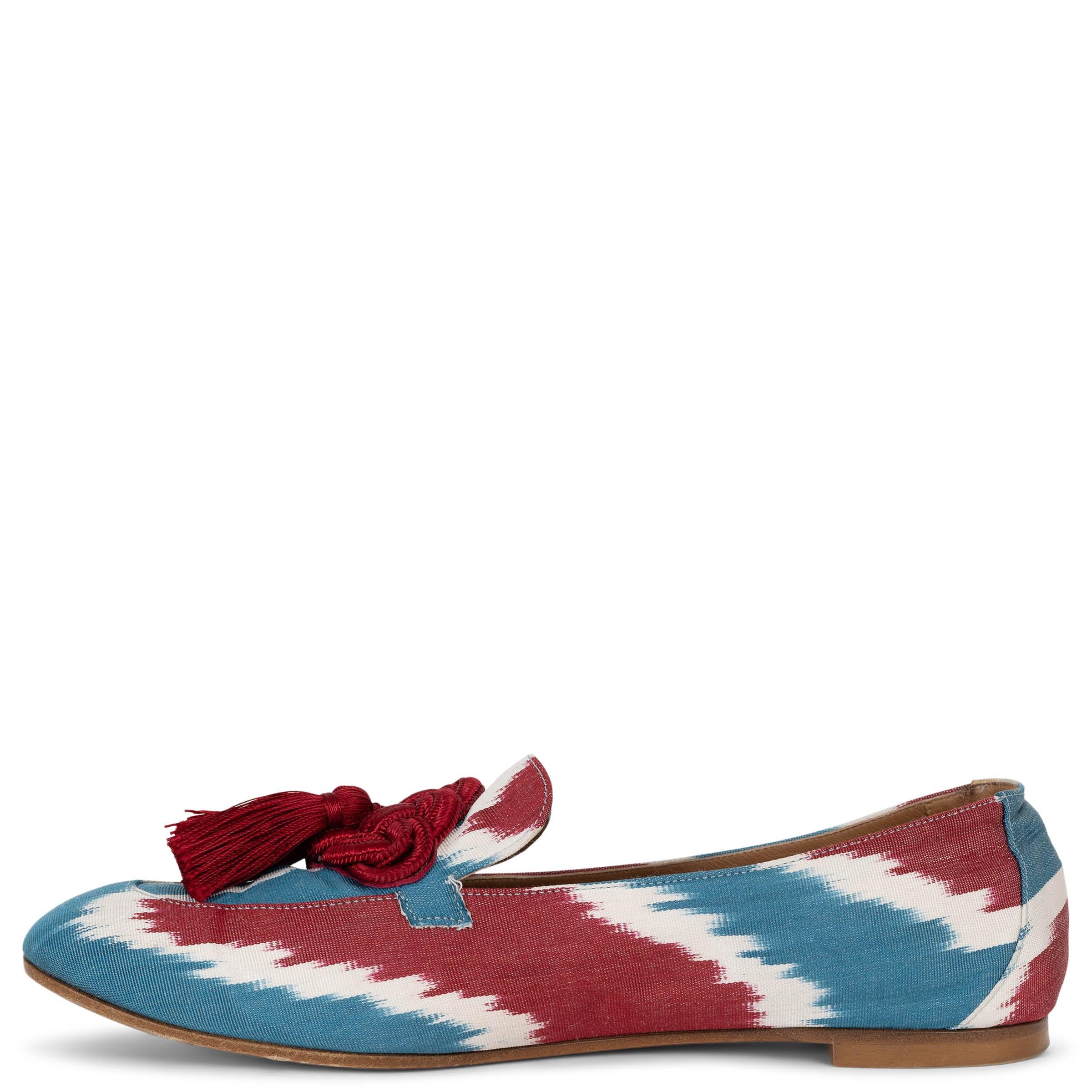 Rouge AQUAZZURA bleu et bordeaux gros grain LEGEND IKAT Mocassins Chaussures 39.5 en vente