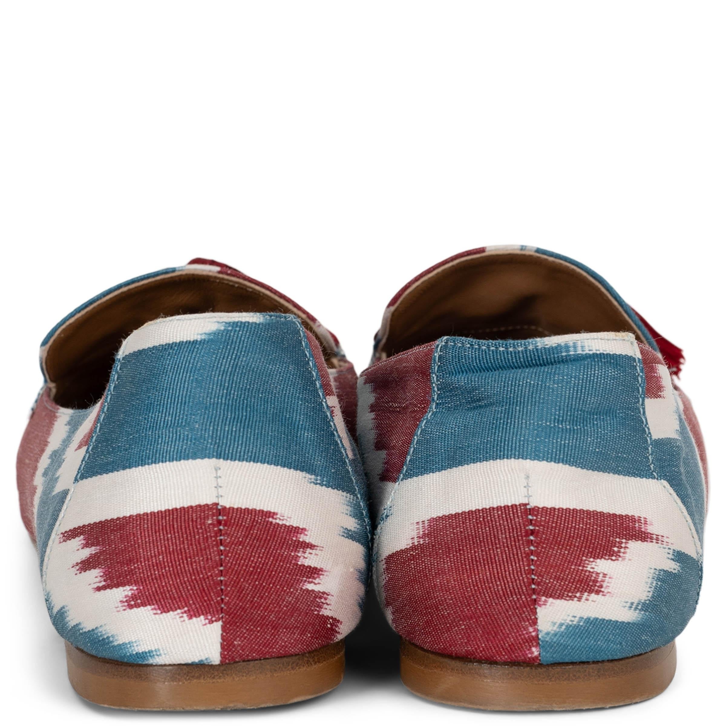 AQUAZZURA bleu et bordeaux gros grain LEGEND IKAT Mocassins Chaussures 39.5 Excellent état - En vente à Zürich, CH