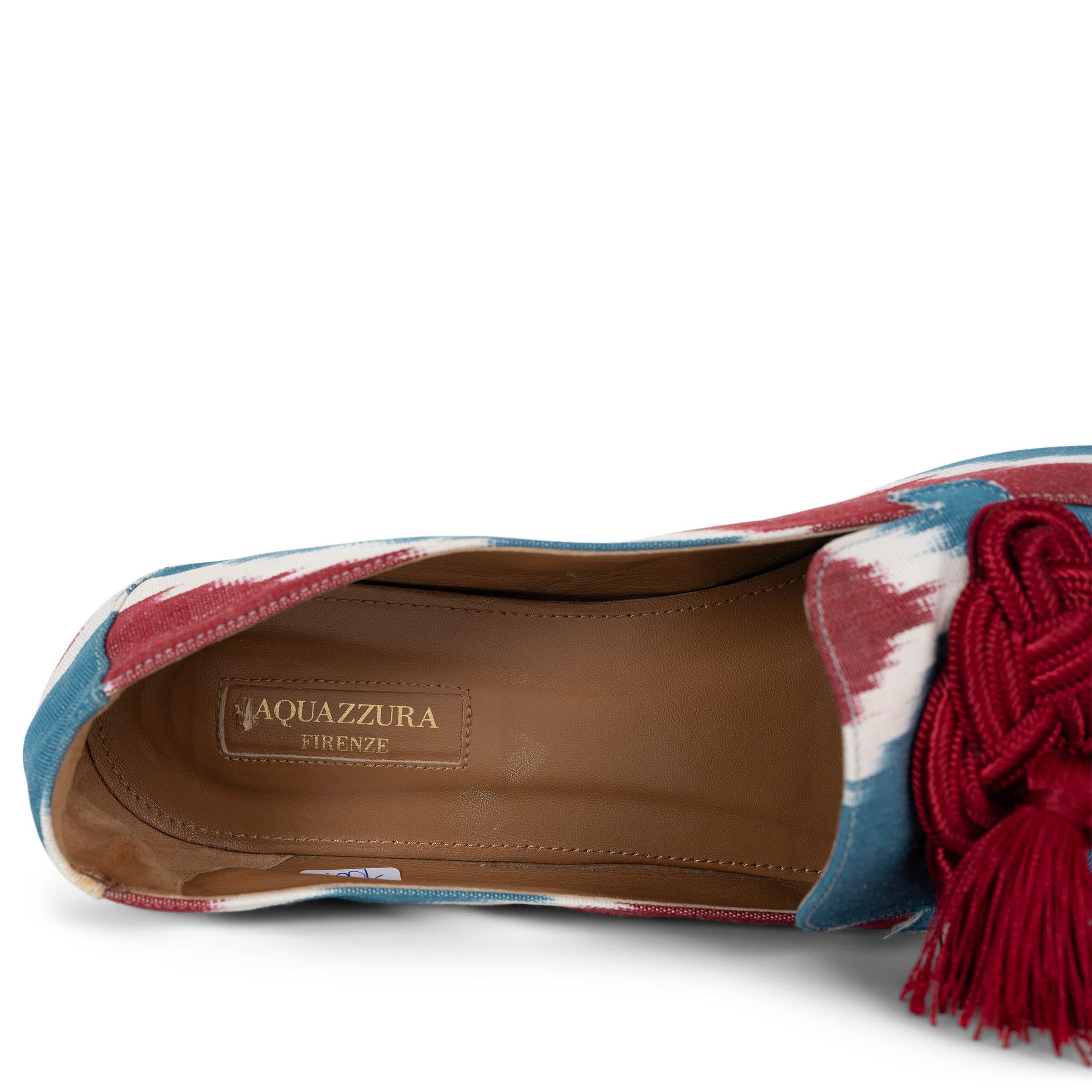 AQUAZZURA bleu et bordeaux gros grain LEGEND IKAT Mocassins Chaussures 39.5 en vente 2