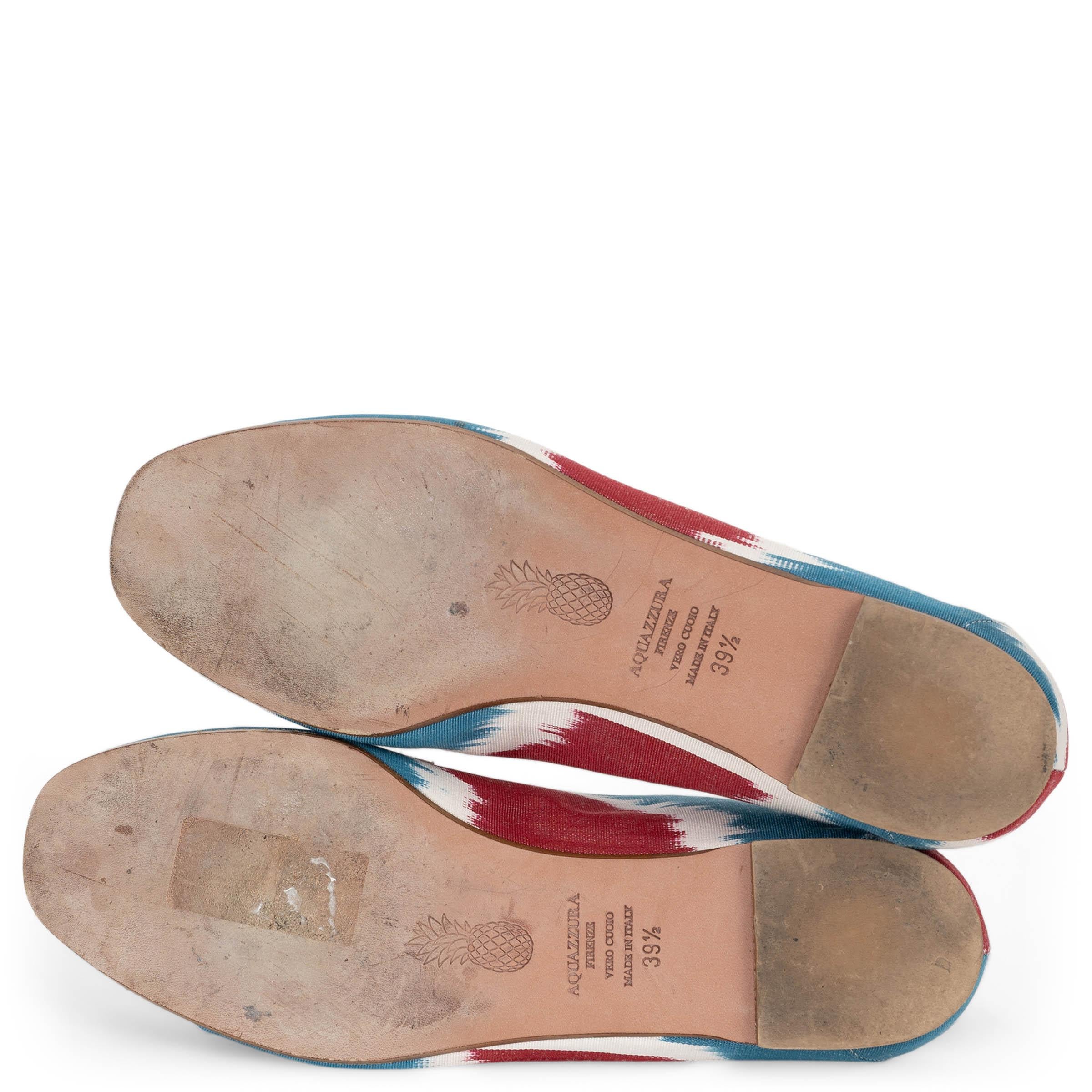 AQUAZZURA bleu et bordeaux gros grain LEGEND IKAT Mocassins Chaussures 39.5 en vente 3