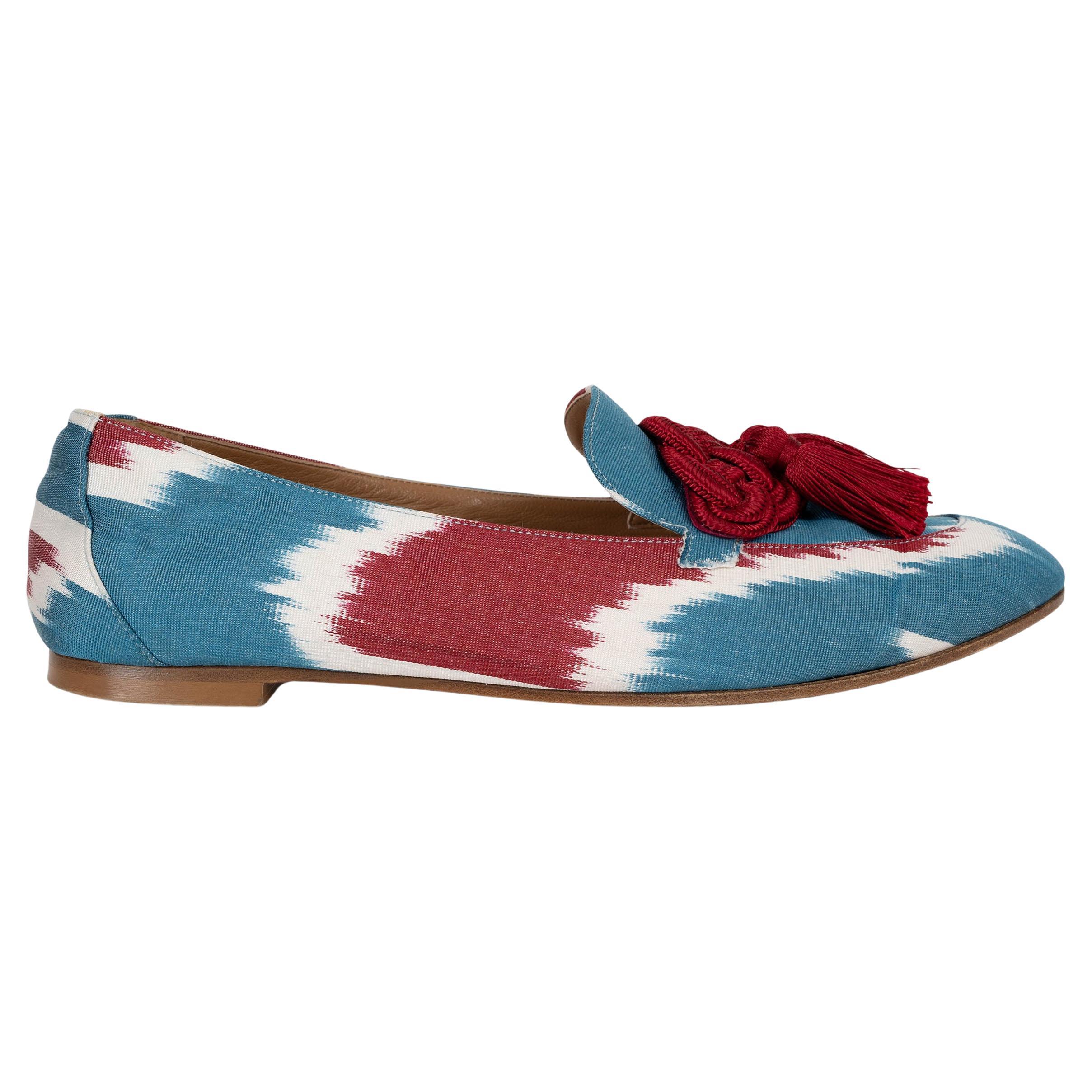 Aquazzura blu e bordeaux LEGEND IKAT Scarpe Mocassini 39.5