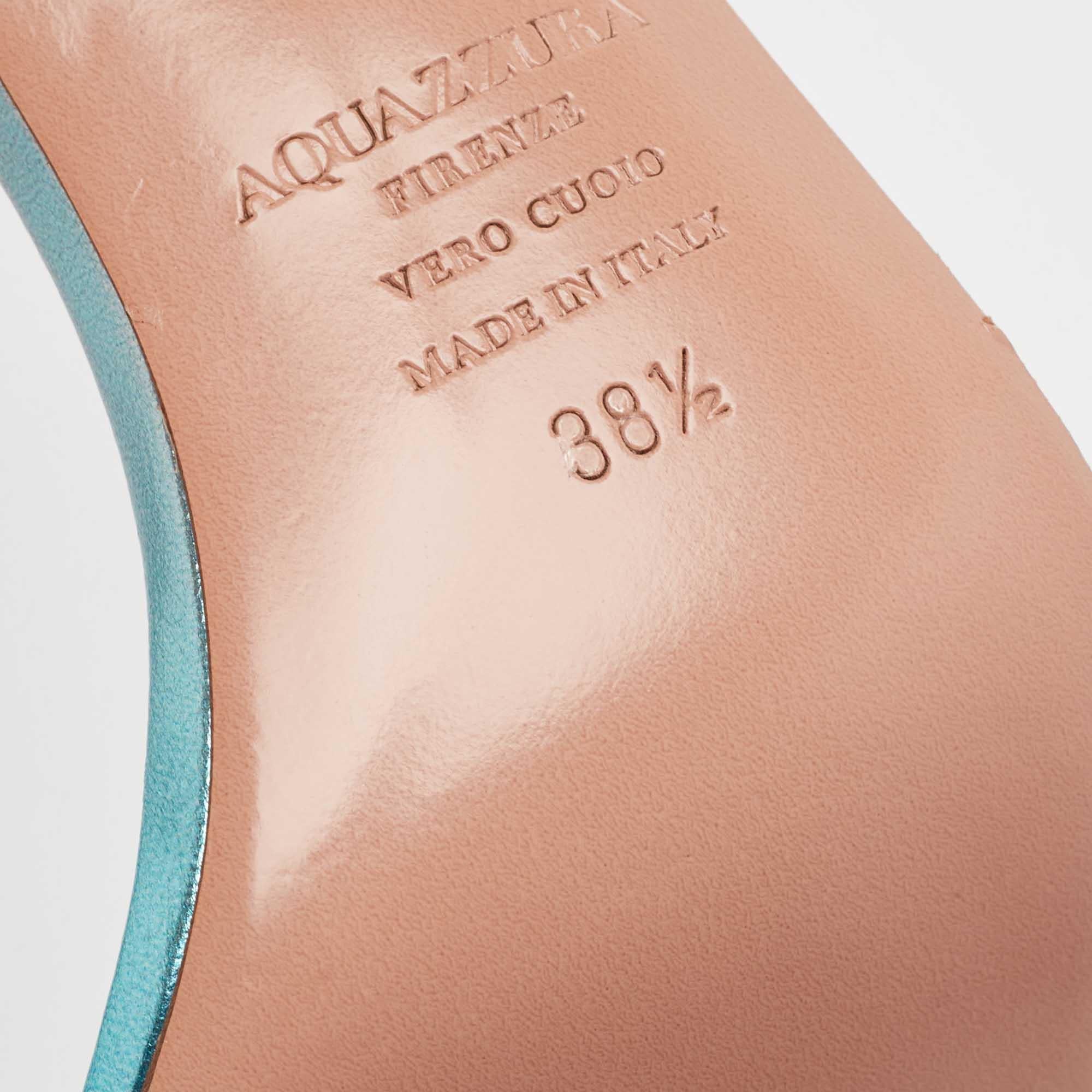 Aquazzura Blue Iridescent PVC So Nude Slingback Sandals Size 38.5 1