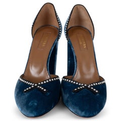 AQUAZZURA blau LOU LOU 110 VELVET BLOCK HEEL Pumps Schuhe 37