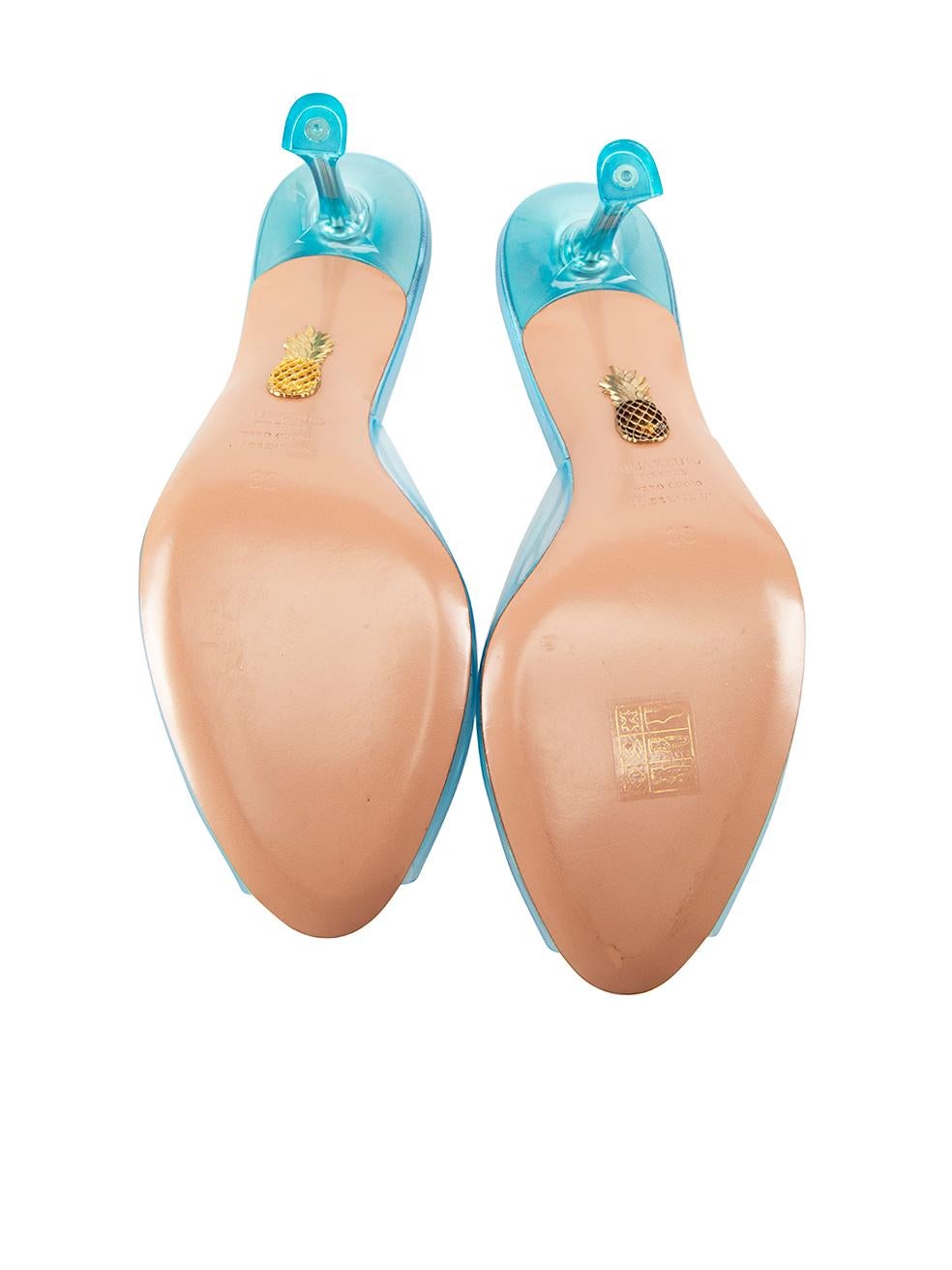 Women's Aquazzura Blue Plexi Heeled Sandals Size IT 38
