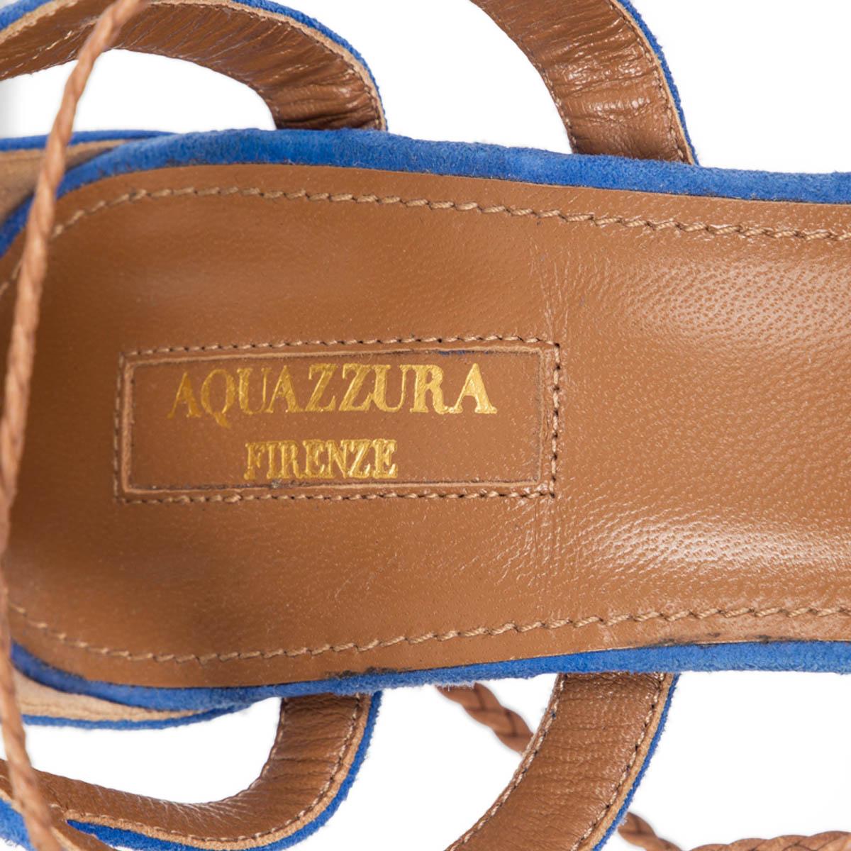 Blue AQUAZZURA blue suede MIRAGE Ankle Strap Sandals Shoes 39.5 For Sale