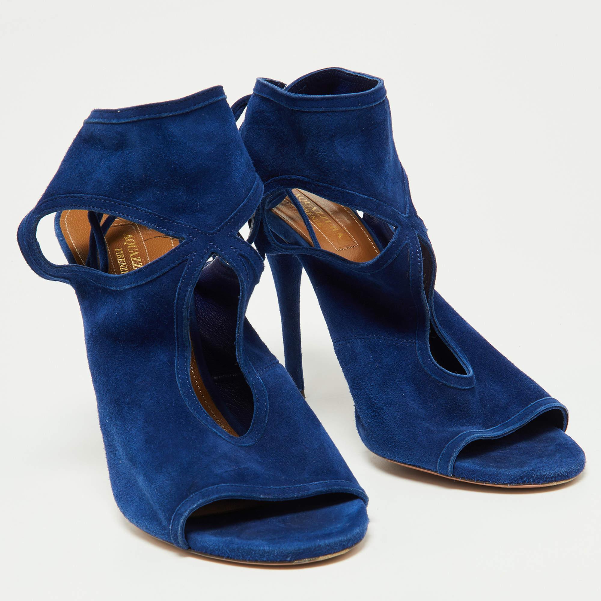 Women's Aquazzura Blue Suede Sexy Thing Sandals Size 40