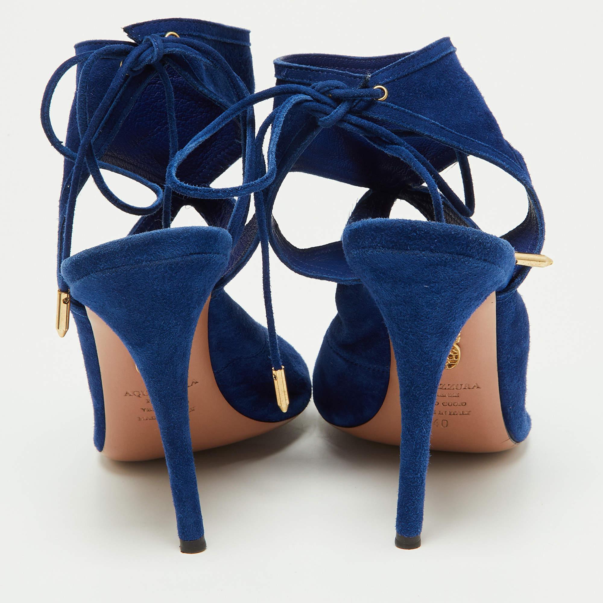 Aquazzura Blue Suede Sexy Thing Sandals Size 40 1