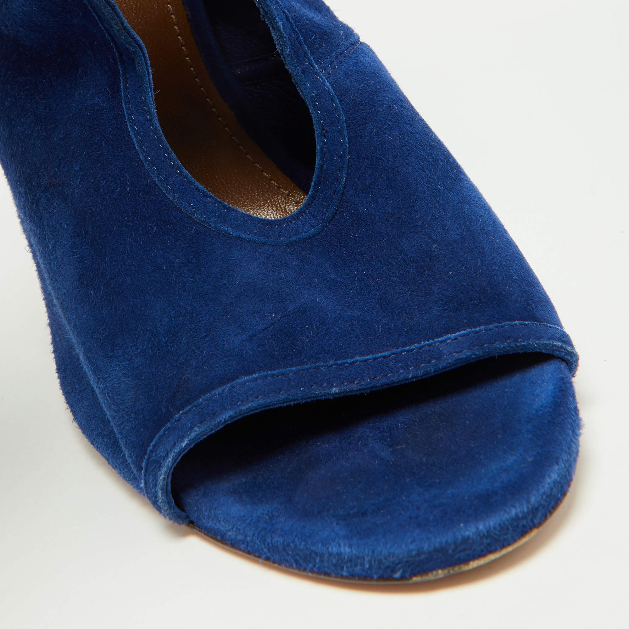Aquazzura Blue Suede Sexy Thing Sandals Size 40 3