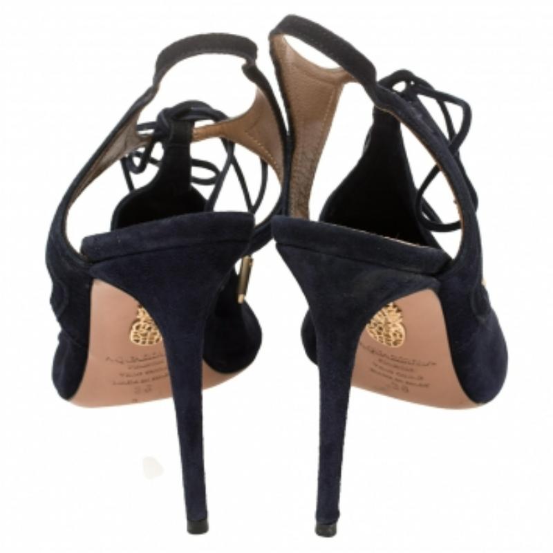 Aquazzura Blue Suede Tie-up Sandals Size 36 For Sale 2