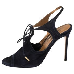 Aquazzura Blue Suede Tie-up Sandals Size 36