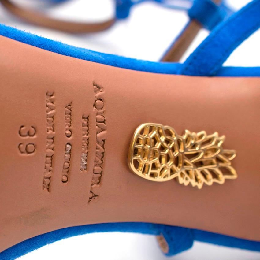 Women's Aquazzura Blue Suede Wild Thing Sandals 39