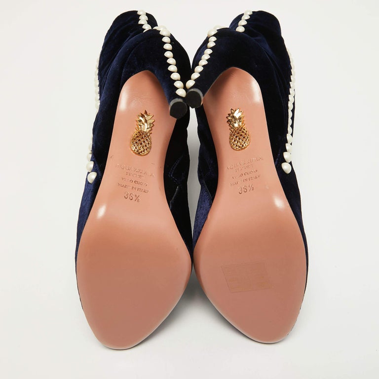 aquazzura blue velvet boots