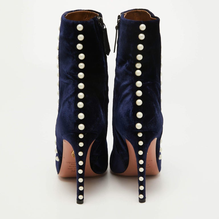 aquazzura blue velvet boots