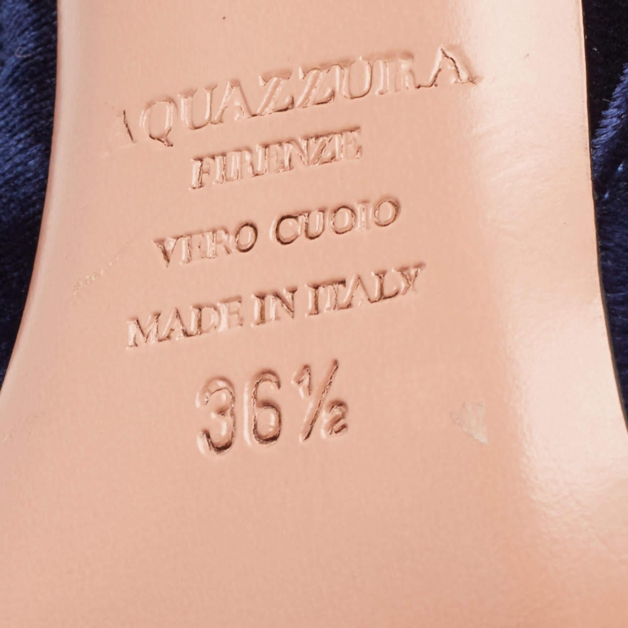 Aquazzura Blue Velvet Follie Pearls Ankle Length Boots Size 36.5 For Sale 4