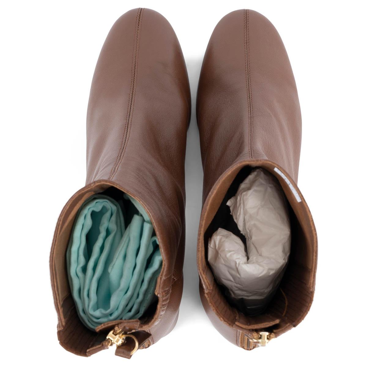 Women's AQUAZZURA brown leather SAINT HONORE Ankle Boots Shoes 38 For Sale