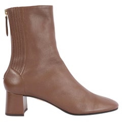 AQUAZZURA brown leather SAINT HONORE Ankle Boots Shoes 38