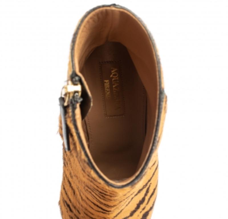 Donna Aquazzura Stivali Alma in pelle di vitello marrone con stampa leopardata misura 36 in vendita