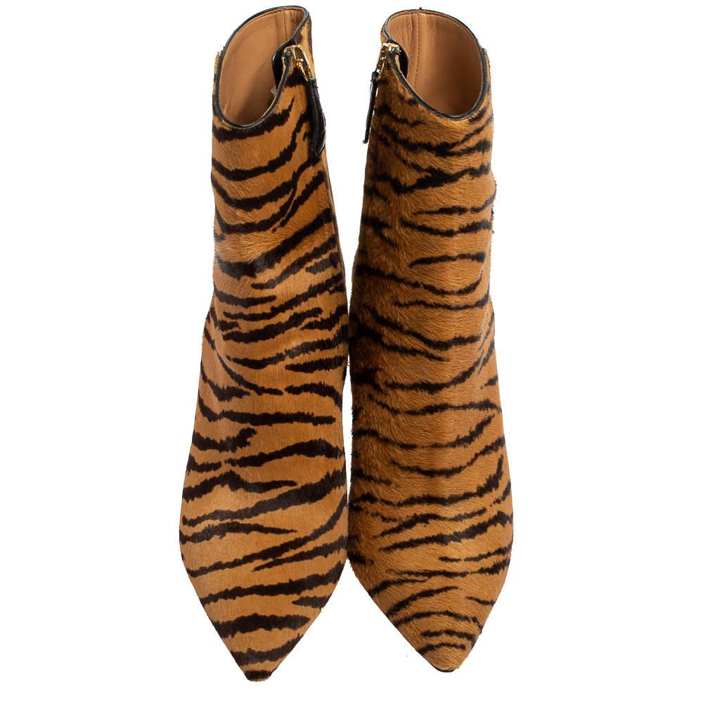 Aquazzura Brown Leopard Print Calf Hair Alma Boots Size 36 For Sale 3