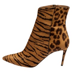Aquazzura Brown Leopard Print Calf Hair Alma Boots Size 36