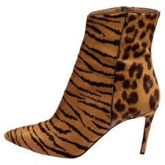Aquazzura Brown Leopard Print Calf Hair Alma Boots Size 36