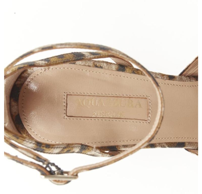 AQUAZZURA marrón leopardo trio lazo correa tobillo puntera tacón alto EU36 en venta 5