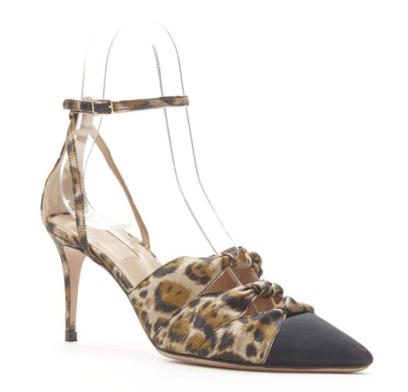 AQUAZZURA marrón leopardo trio lazo correa tobillo puntera tacón alto EU36 Marrón en venta