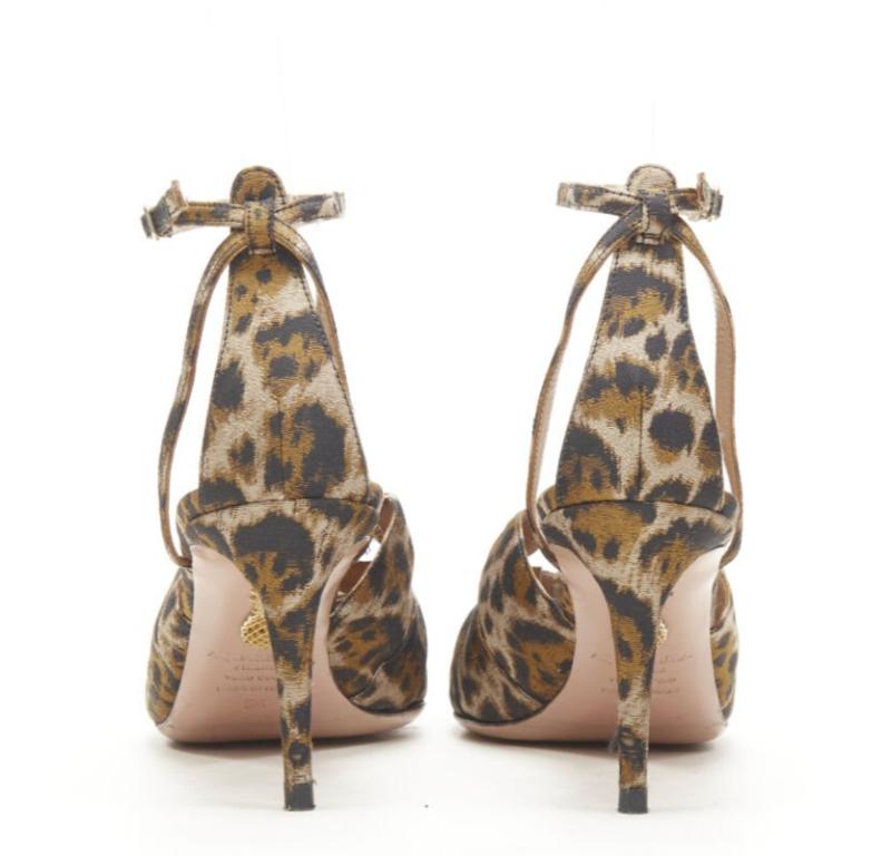 De las mujeres AQUAZZURA marrón leopardo trio lazo correa tobillo puntera tacón alto EU36 en venta