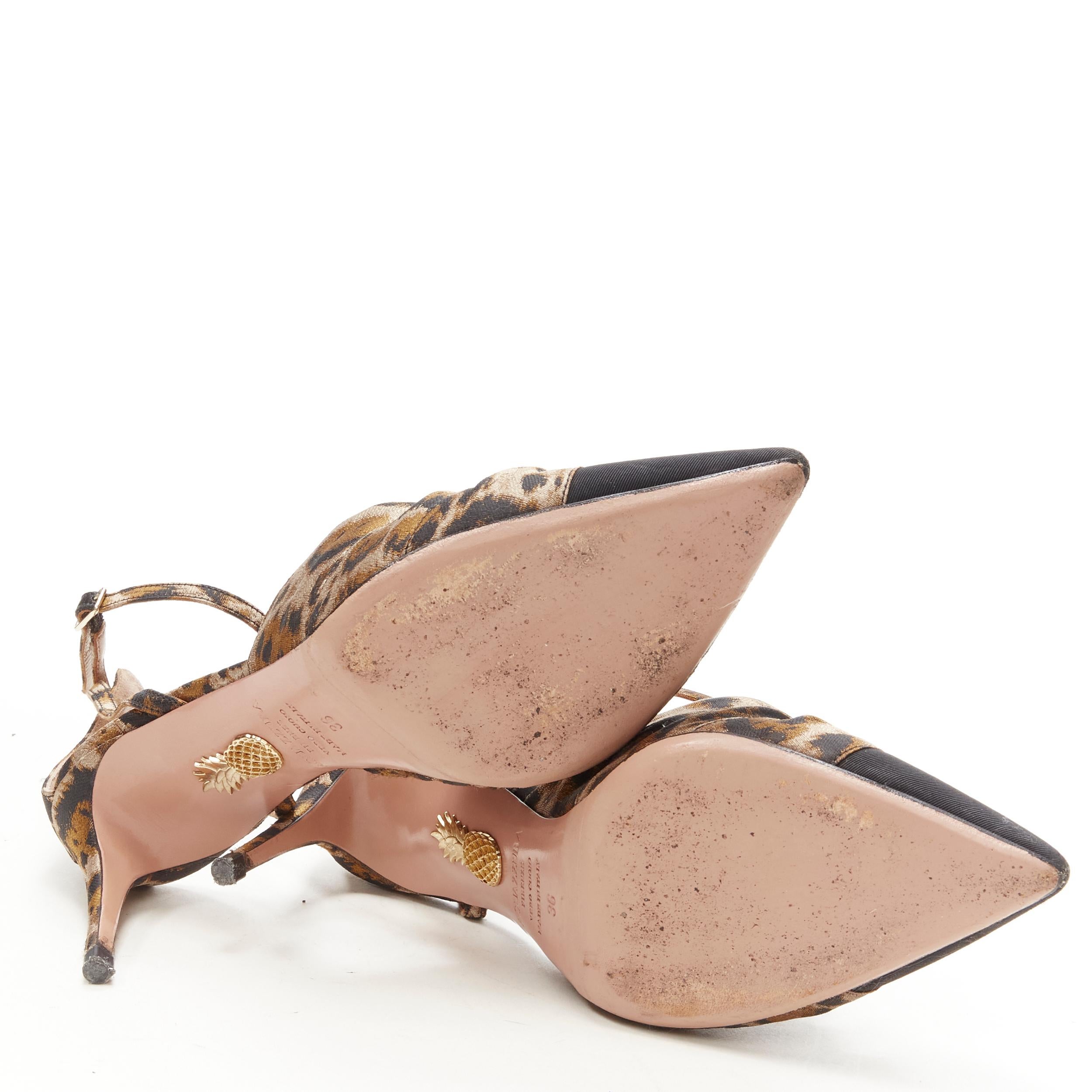 Women's AQUAZZURA brown leopard trio bow ankle strap toe cap high heel pump EU36 For Sale