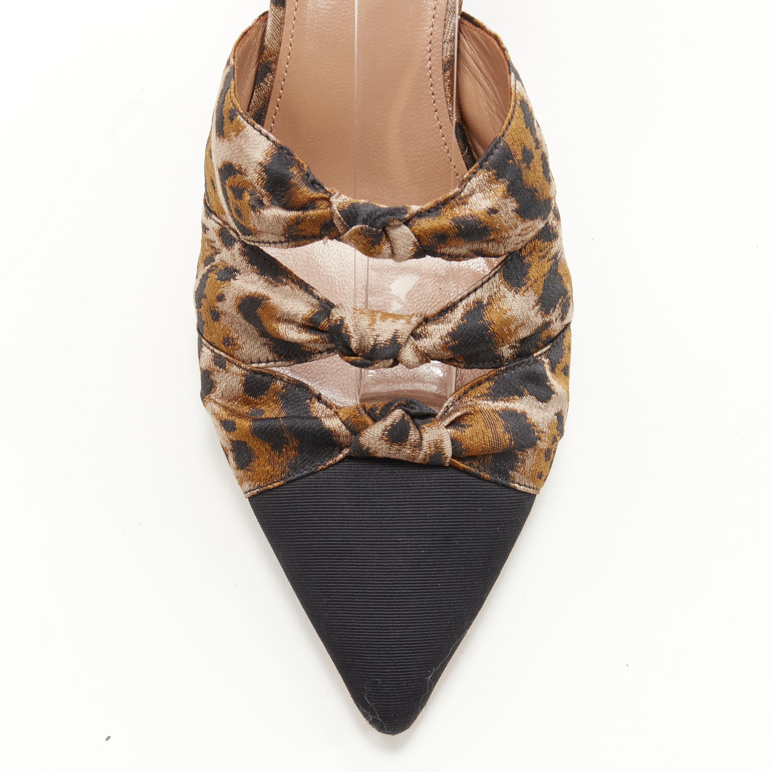 AQUAZZURA brown leopard trio bow ankle strap toe cap high heel pump EU36 For Sale 1