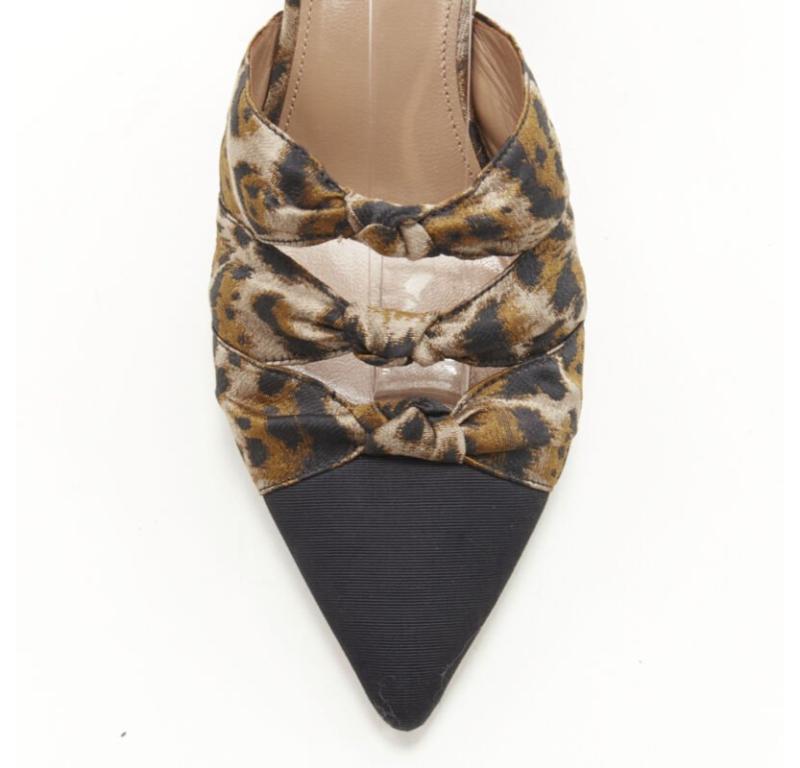 AQUAZZURA marrón leopardo trio lazo correa tobillo puntera tacón alto EU36 en venta 2