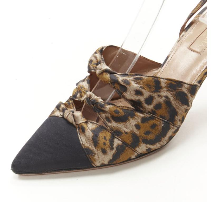 AQUAZZURA marrón leopardo trio lazo correa tobillo puntera tacón alto EU36 en venta 3