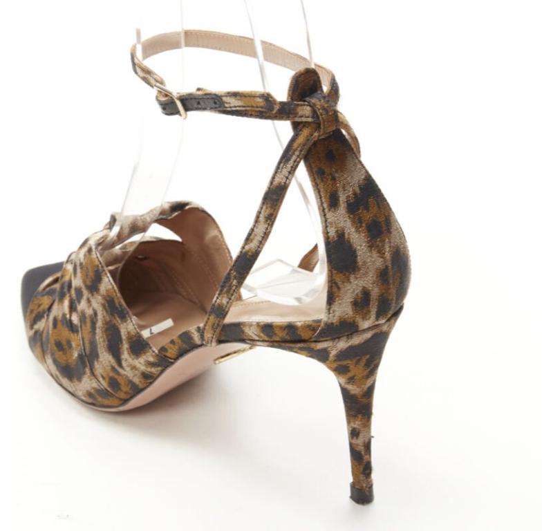 AQUAZZURA marrón leopardo trio lazo correa tobillo puntera tacón alto EU36 en venta 4