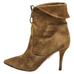 Botines Tribeca de ante verde oliva marrón Aquazzura talla 36