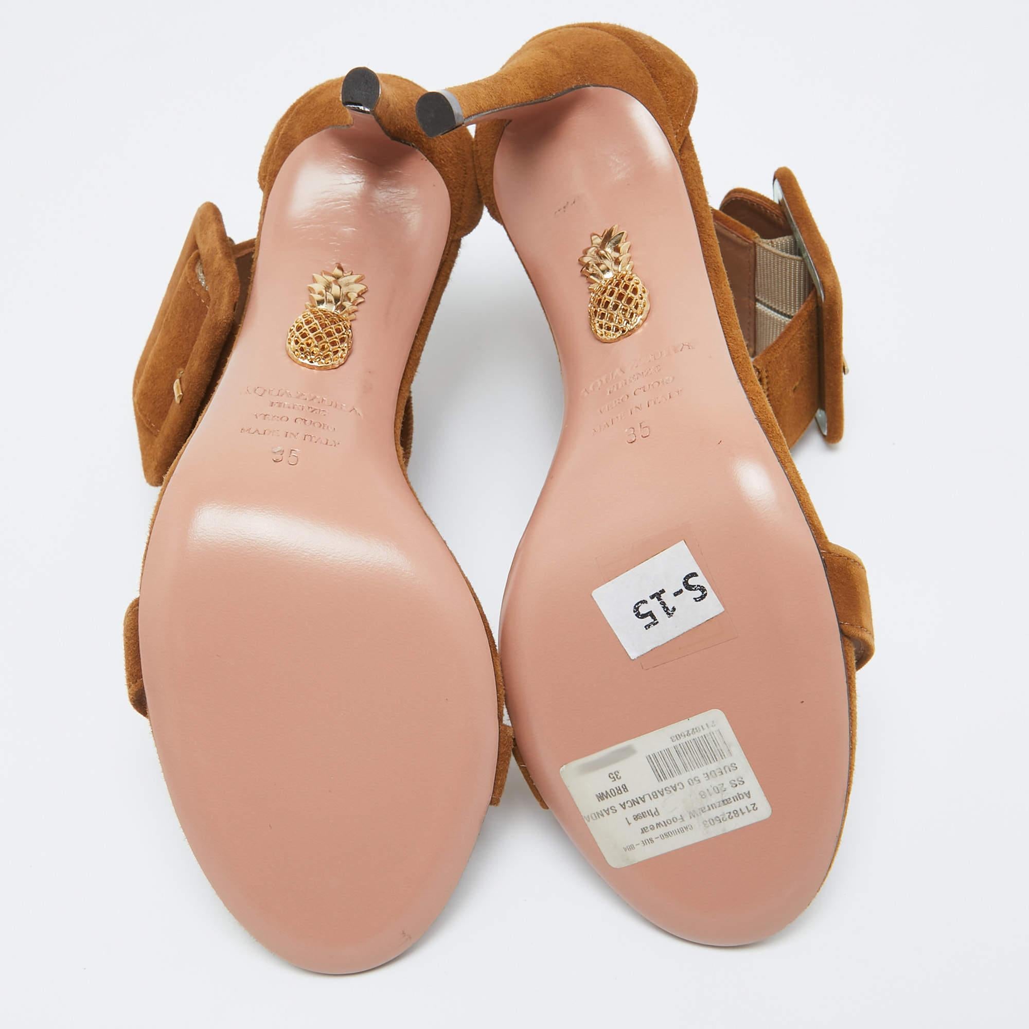 Aquazzura Brown Suede Casablanca Sandals Size 35 2