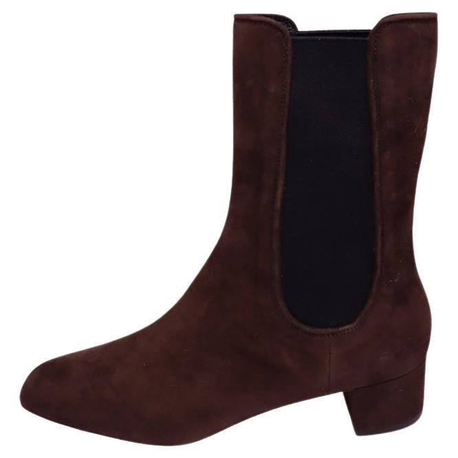 Aquazzura Bottes Chelsea en daim marron - EU 38