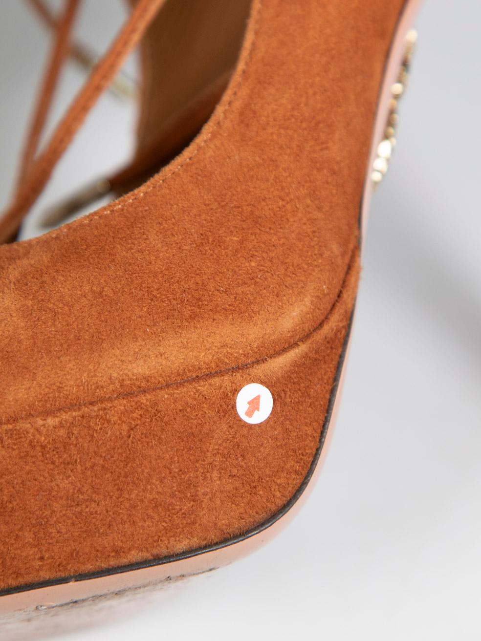 Aquazzura Brown Suede Platform Pumps Size IT 37 For Sale 6