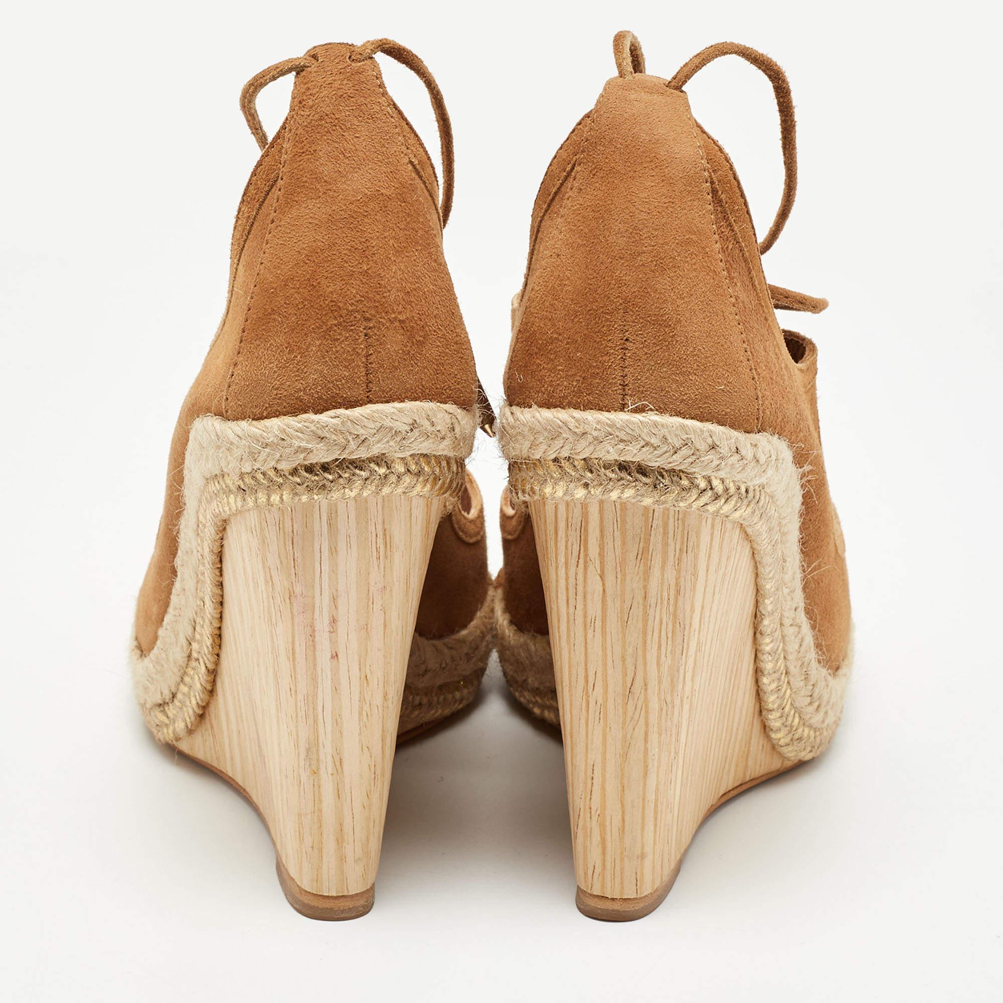 De las mujeres Aquazzura Sandalias con cuña en ante marrón Sexy Thing Cutout Talla 37.5 en venta