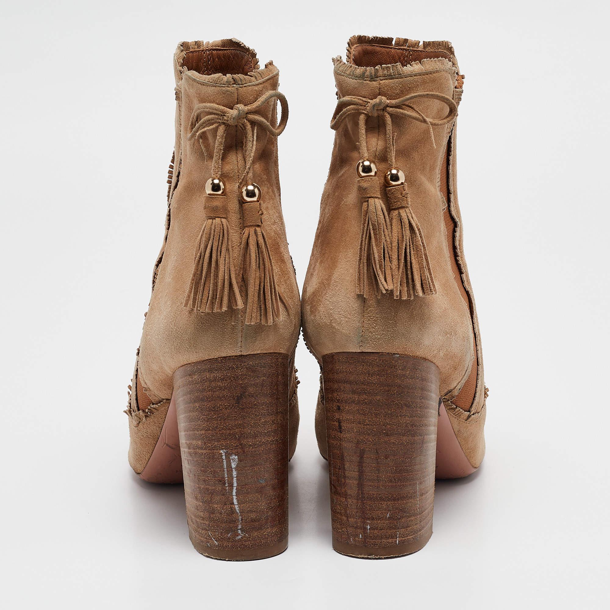 De las mujeres Acentos de borla de ante marrón Aquazzura  Botas talla 39 en venta