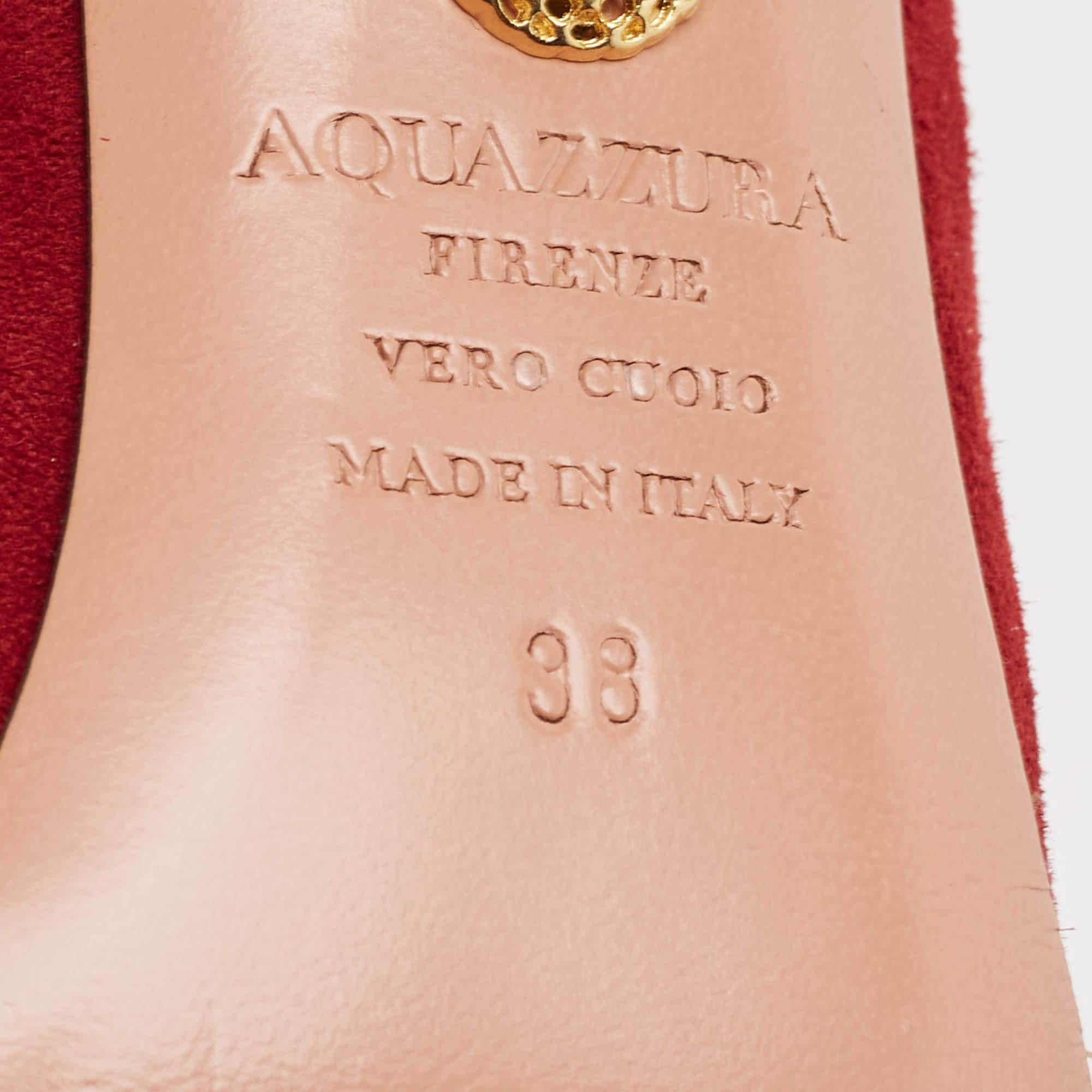 Aquazzura Burgundy Suede Lotus Blossom Mules Size 38 For Sale 2