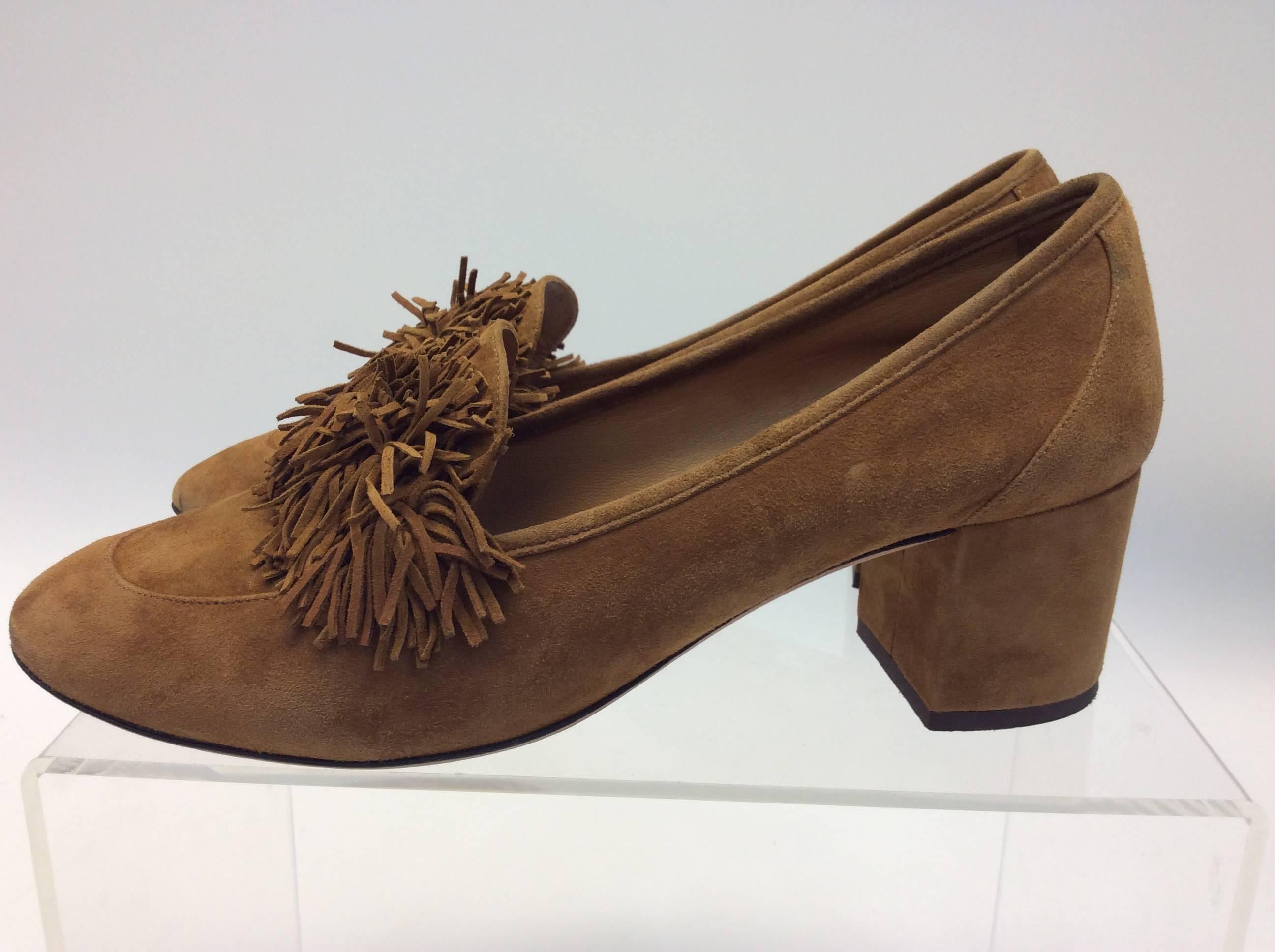 Aquazzura Camel Fringe Suede Loafer 
$199
Suede
Made in Italy Size 39
2.25