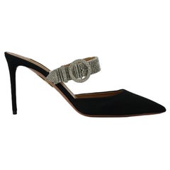 Aquazzura Crystal Embellished Satin Mules Eu 41 Uk 8 Us 11
